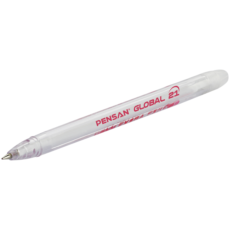 Ручка шариковая Pensan Global-21 03мм красный цвет чернил масляная основа 12шт 2221/12