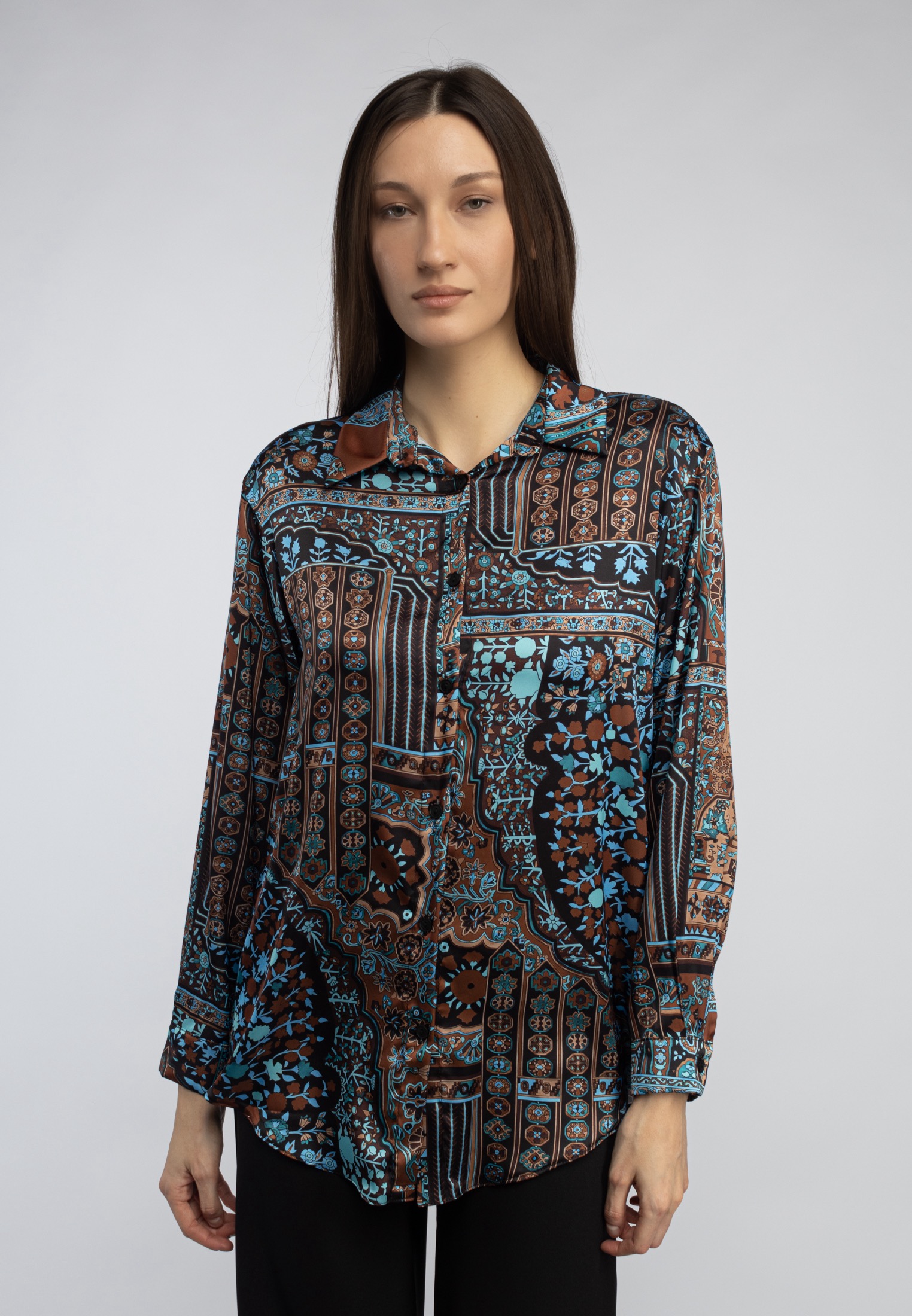 Рубашка женская Republika woman 2024-254 коричневая XL
