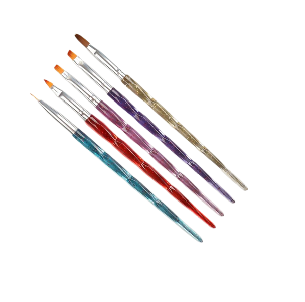 Набор кистей для наращивания и дизайна ногтей, 5 шт, 18 см, разноцветный 6887595 lukky набор для дизайна лица со стразами дизайнер сет