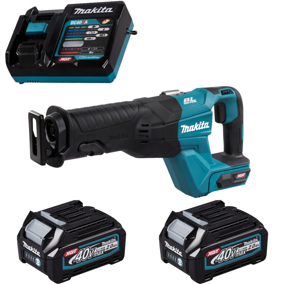 

Пила сабельная аккумуляторная Makita JR001GA201 255мм 40В Li-Ion 2x2Ач, з/у, JR001GA201