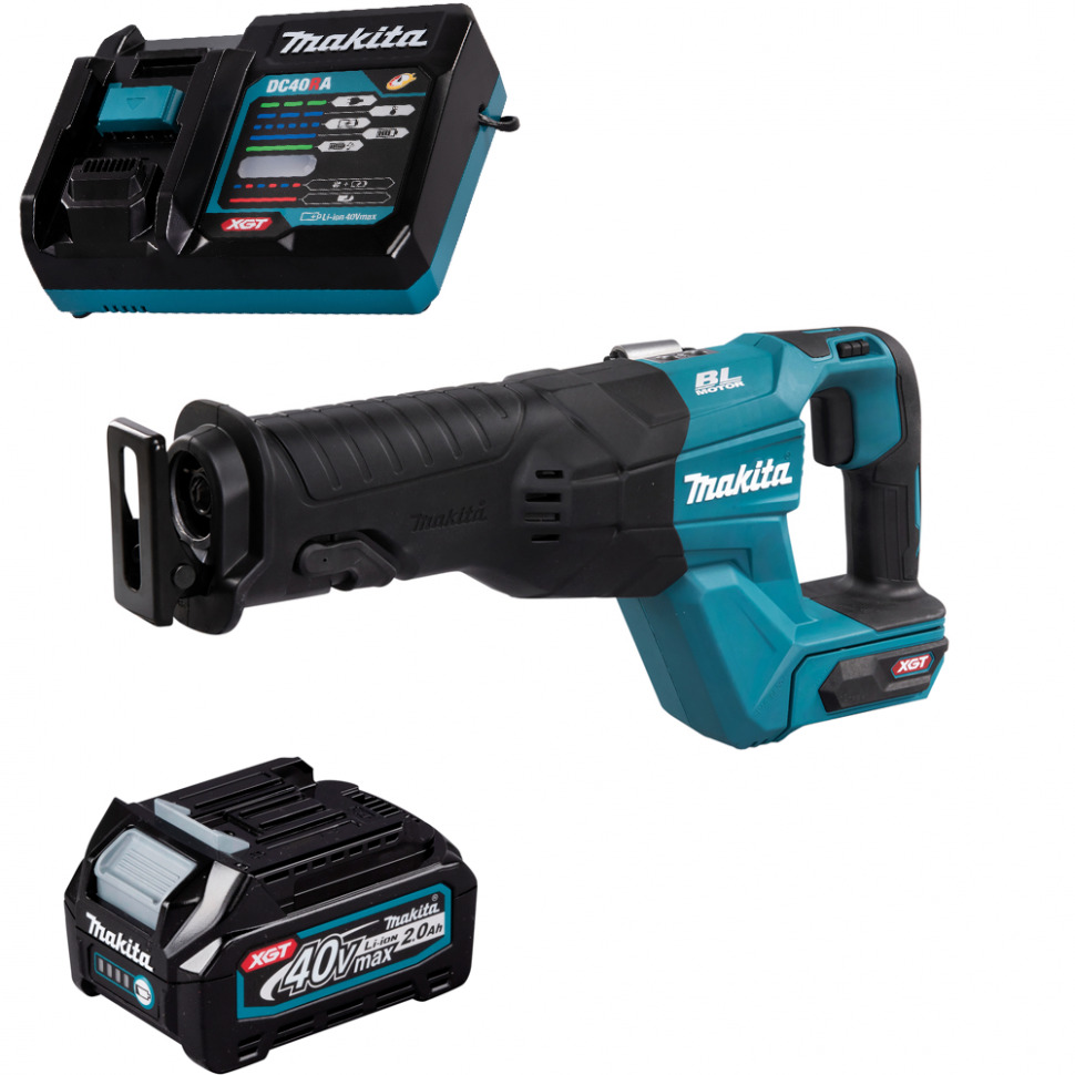 

Пила сабельная аккумуляторная Makita JR001GA101 255мм 40В Li-Ion 1x2Ач, з/у, JR001GA101