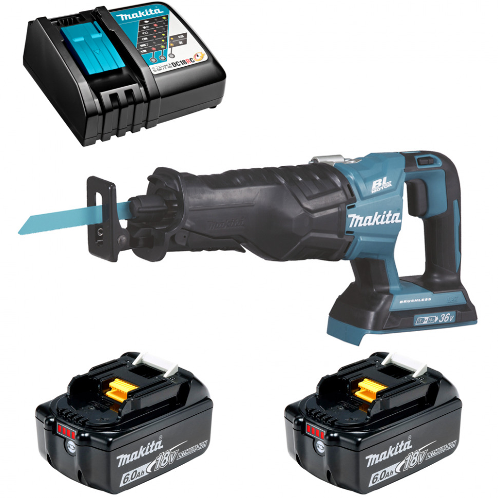 

Пила сабельная аккумуляторная Makita DJR360RG2 255мм 36В Li-Ion 2x6Ач, з/у, DJR360RG2