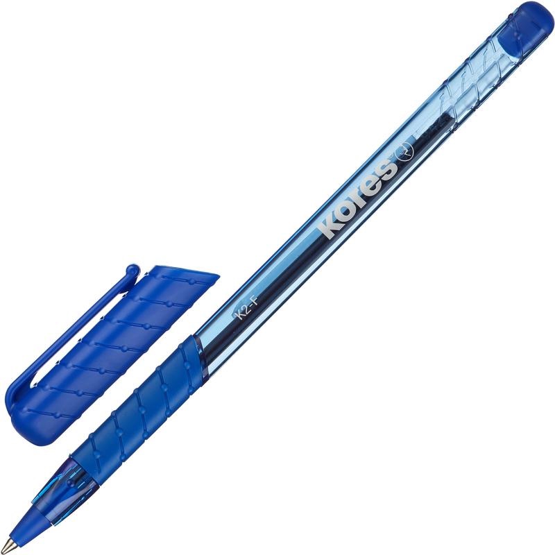 Ручка шариковая Kores К2 (0.5мм, синий цвет чернил, трехгранная) 12шт.
