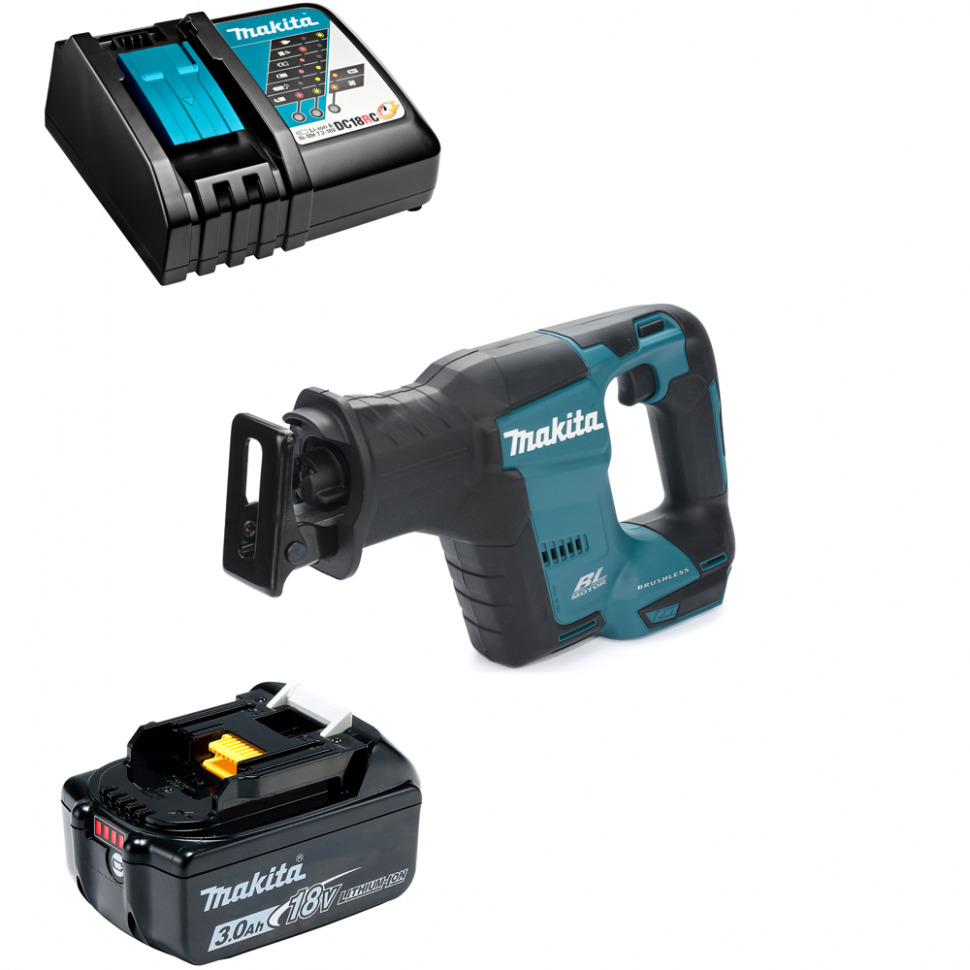

Пила сабельная аккумуляторная Makita DJR188RF 255мм 18В Li-Ion 1x3Ач, з/у, DJR188RF