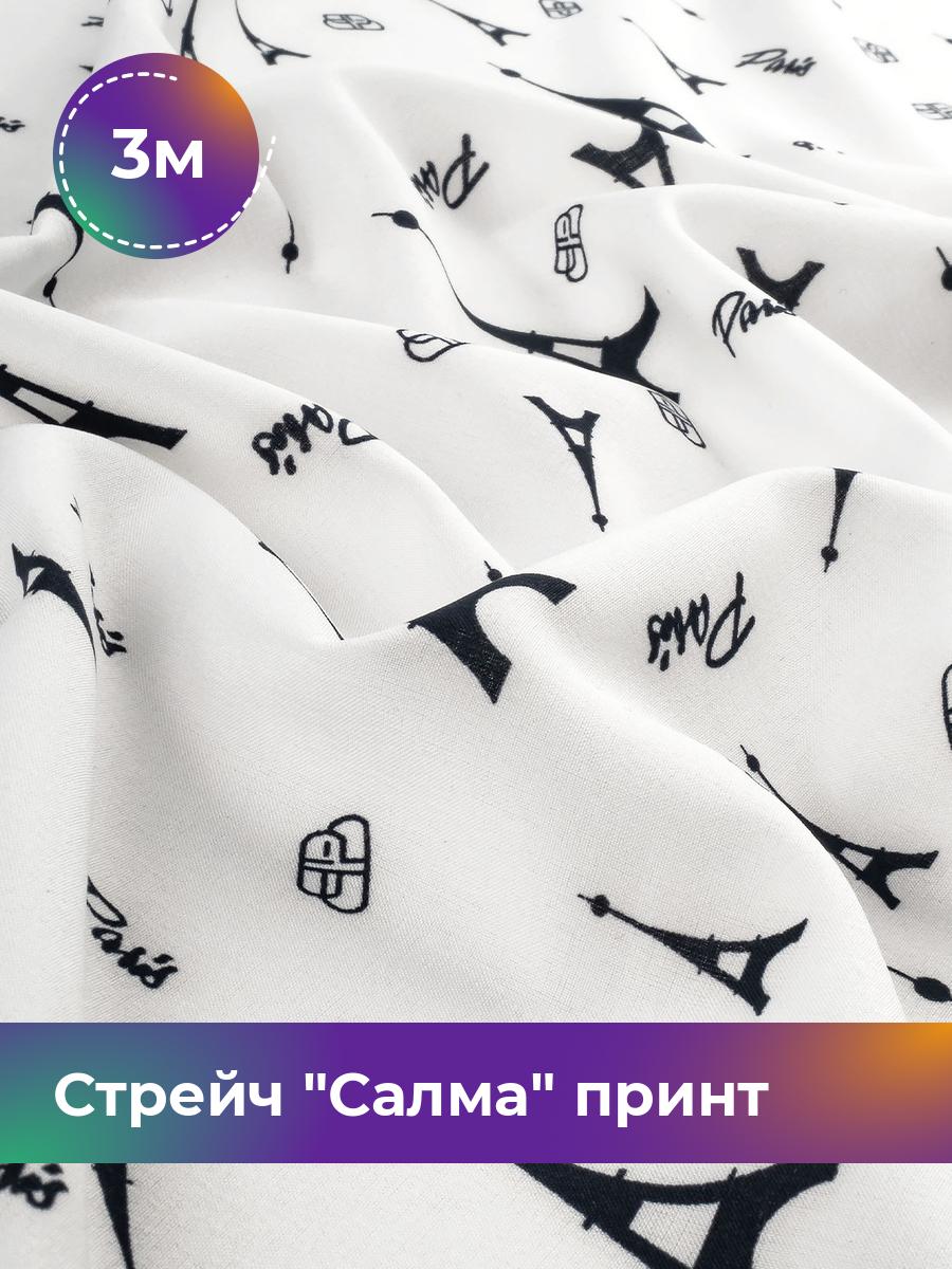 

Ткань Стрейч Салма принт Париж Shilla, отрез 3 м * 150 см, белый 092, 17919762