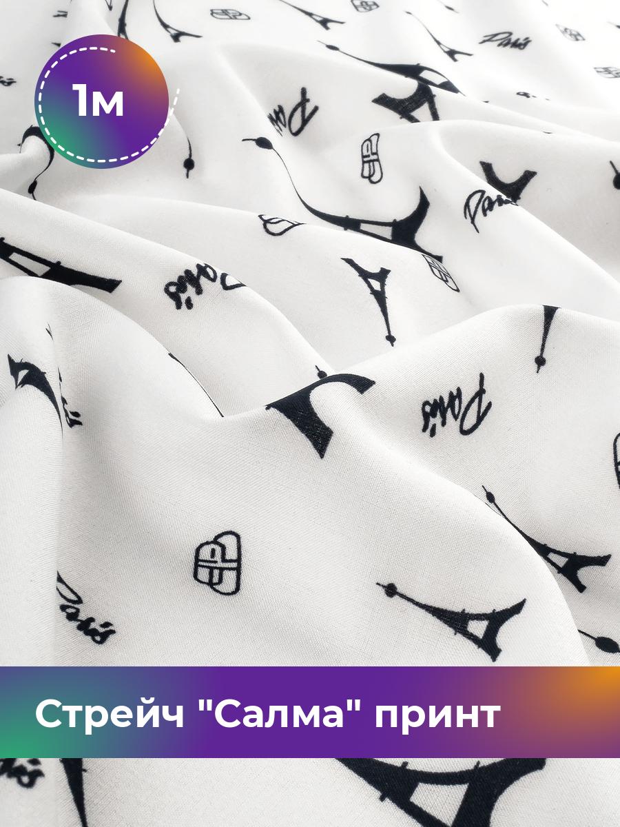 

Ткань Стрейч Салма принт Париж Shilla, отрез 1 м * 150 см, белый 092, 17919762