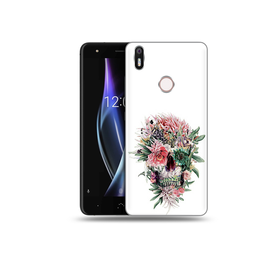 

Чехол MyPads Tocco для BQ Aquaris X череп из цветов, Прозрачный, Tocco