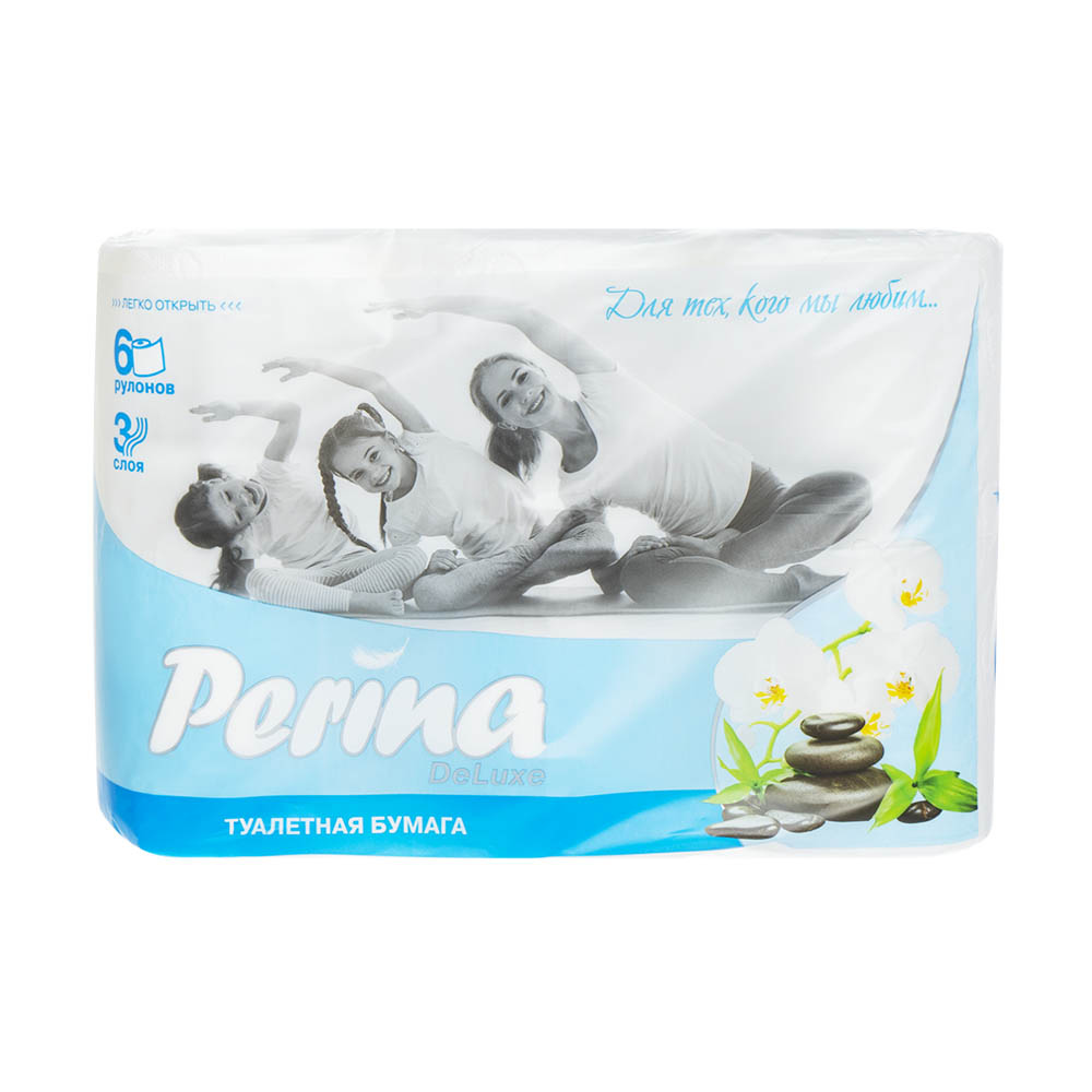 Туалетная бумага Perina Deluxe 3 слоя, 6 рулонов