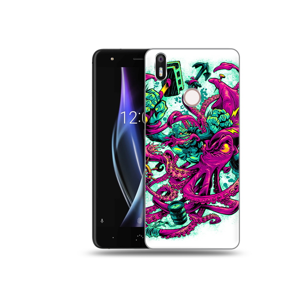 

Чехол MyPads Tocco для BQ Aquaris X фиолетовый кракен, Прозрачный, Tocco