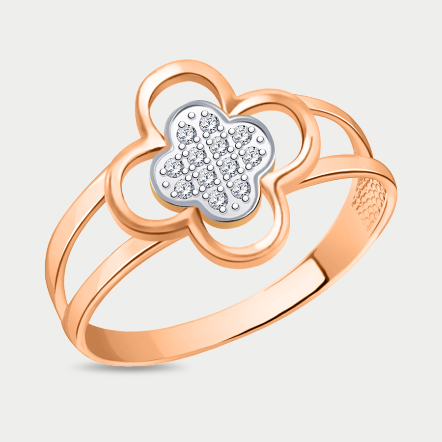 Кольцо из розового золота р. 18,5 Atoll 11081, фианит