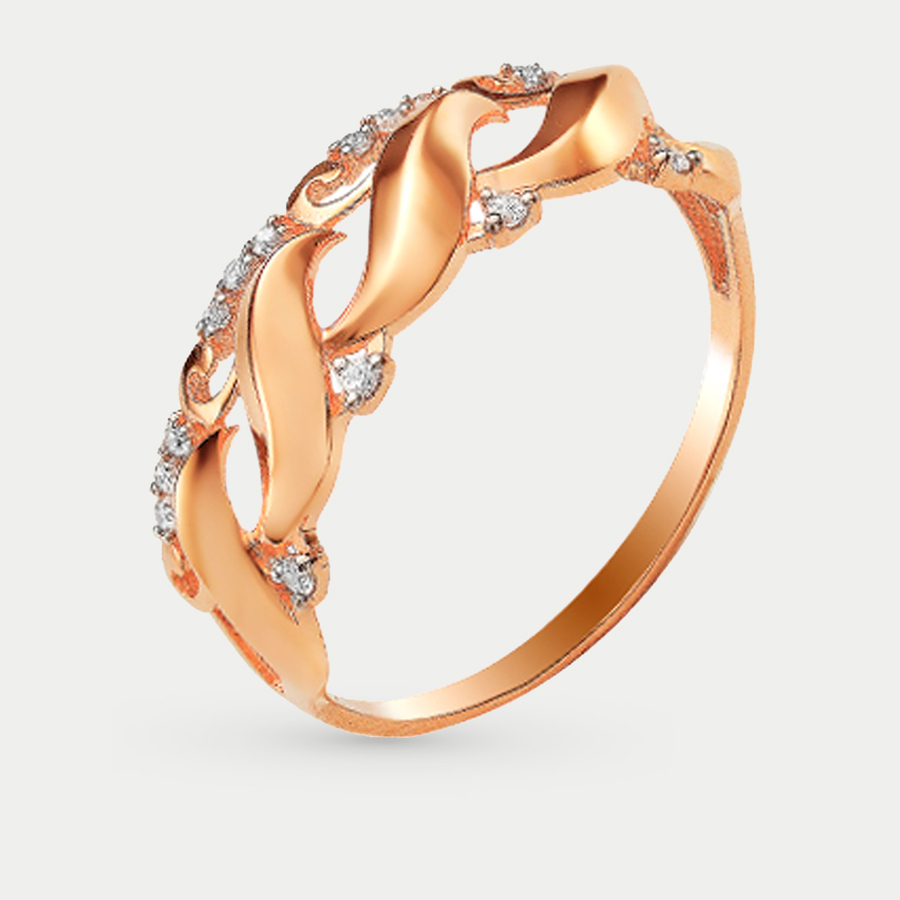 Кольцо из розового золота р. 18 Сорокин 70134600, фианит