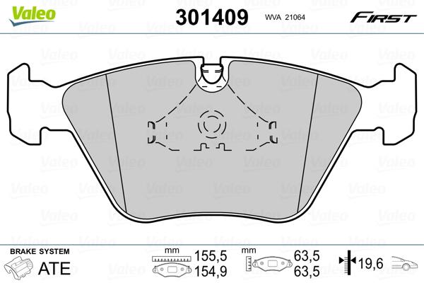 

Тормозные колодки Valeo дисковые 301409