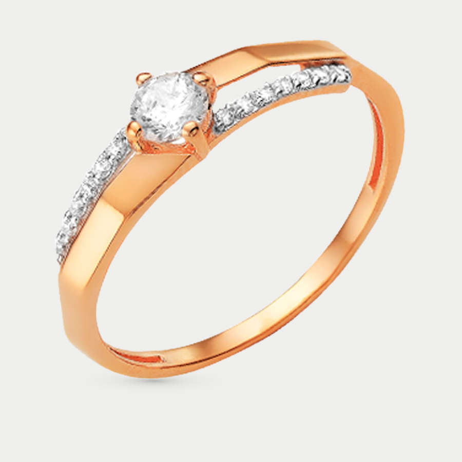 Кольцо из розового золота р. 17,5 Сорокин 70147400, фианит