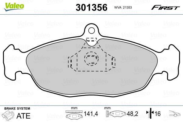 

Тормозные колодки Valeo дисковые 301356