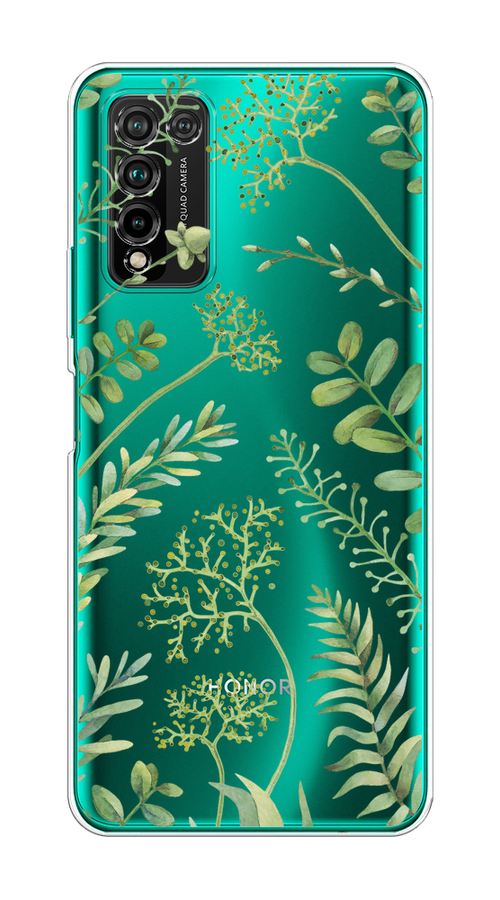 

Чехол на Honor 10X Lite "Green Leaves", Зеленый;прозрачный, 6104650-1