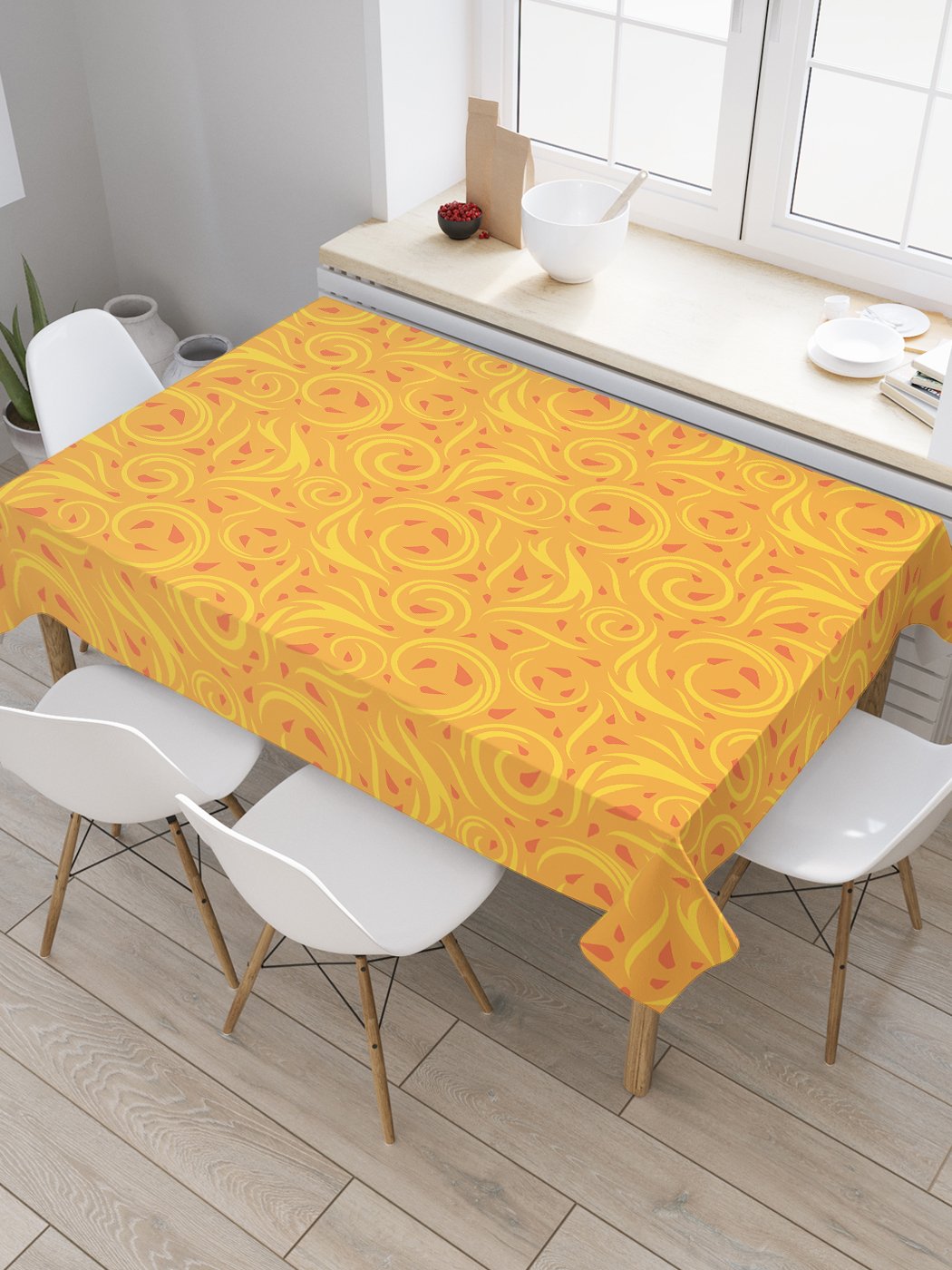 

Скатерть прямоугольная JoyArty "Геометрические вихри" из сатена, 120x145 см, Желтый, Геометрические вихри