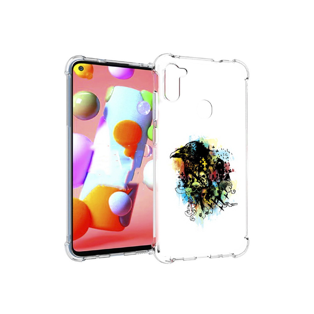 

Чехол MyPads Tocco для Samsung Galaxy M11 ворон и черепа (PT147121.487.273), Прозрачный, Tocco