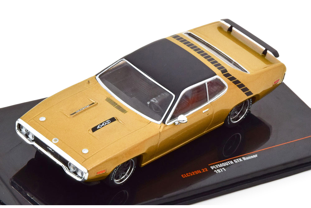 Модель коллекционная IXO Plymouth gtx runner 1971 gold metallic/black