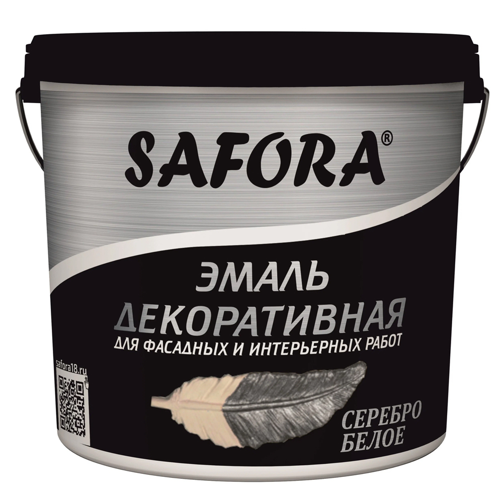 Декоративная эмаль SAFORA белое серебро 800г акриловый высококлассный защитно декоративный краска safora