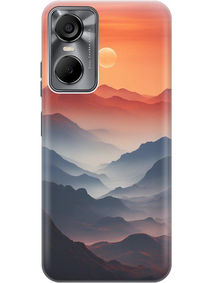 

Силиконовый чехол на Tecno Pop 6 Pro с принтом "Луна над горами", Прозрачный;оранжевый;черный, 757013010