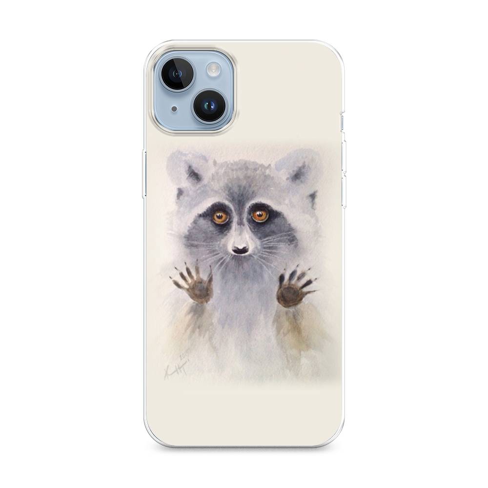

Чехол на Apple iPhone 14 Plus "Енот за стеклом", Бежевый;серый, 15350-4