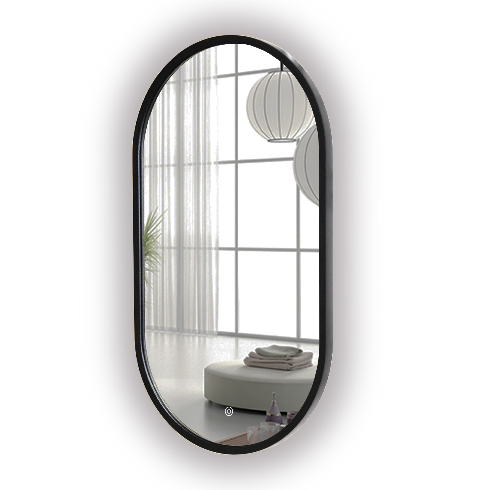 Зеркало La Tezza в раме с LED подсветкой, сенсор, диммер, 45х80 (ШхВ) , цвет черный зеркало в багетной раме evoform алебастр 48 мм 72х72 см