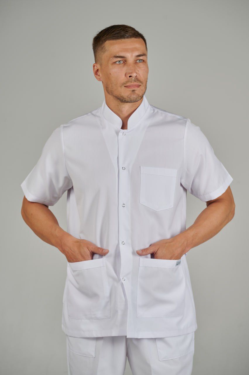 Рубашка медицинская мужская Cizgimedikal Uniforma EA470 белая L