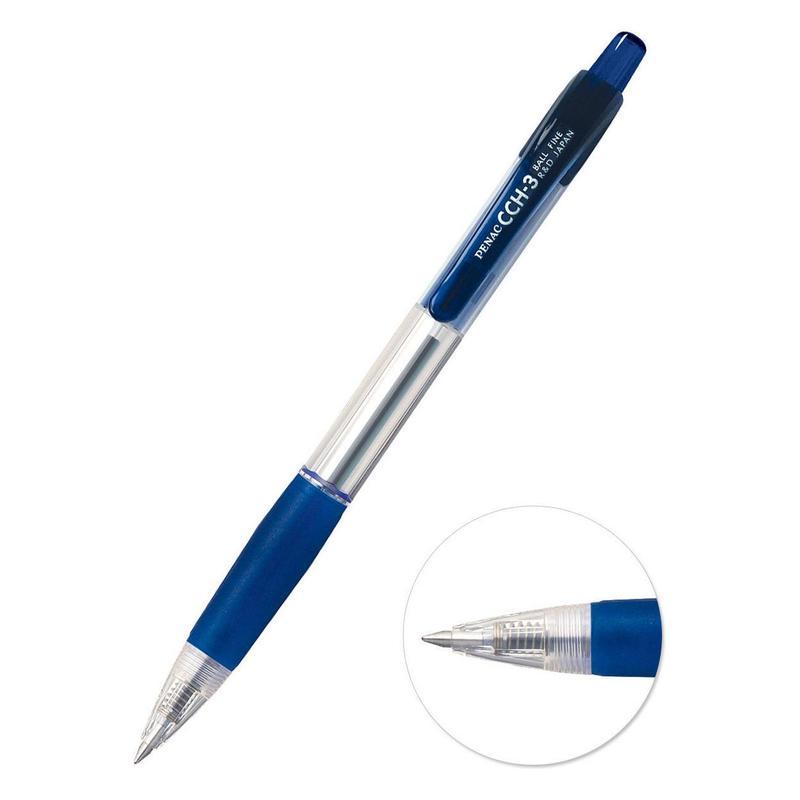 Ручка шариковая автоматическая Penac СCН-3 (0.35мм, синий цвет чернил), 12шт.