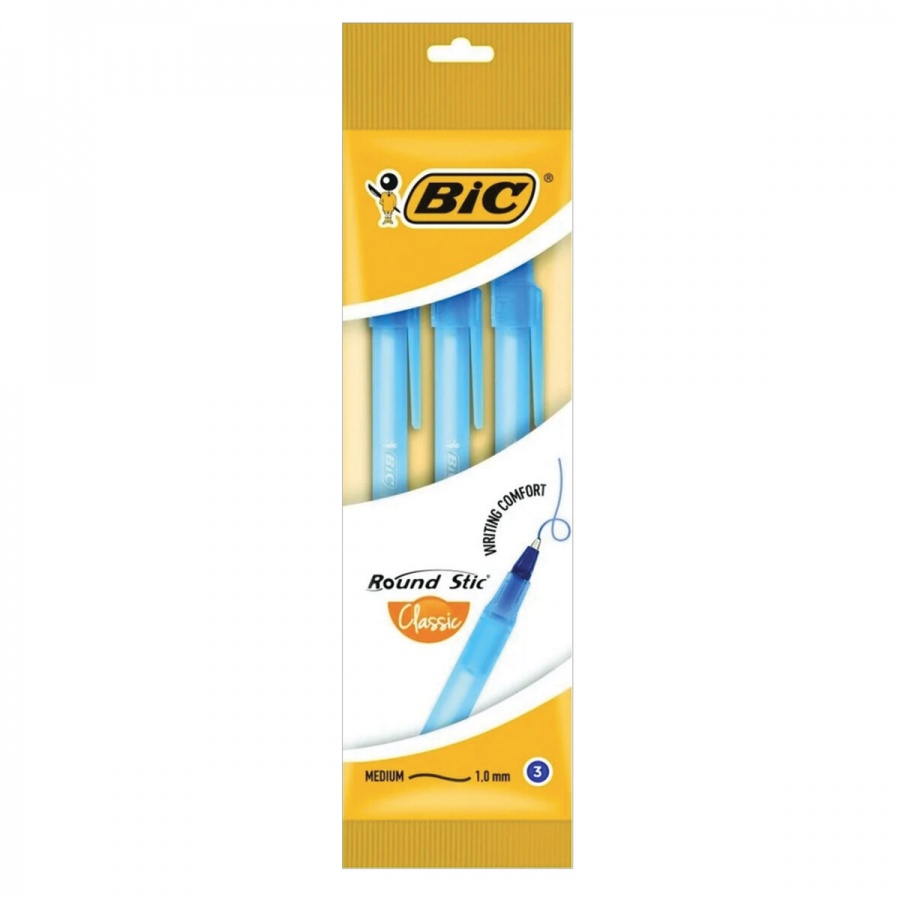 

Набор шариковых ручек BIC "Round Stic" (0.5мм, синий цвет чернил) 3шт., 10 уп.