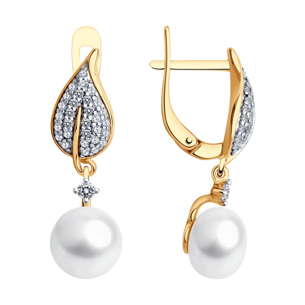 

Серьги подвески из серебра SOKOLOV 92025301, фианит/жемчуг культивированный, 92025301