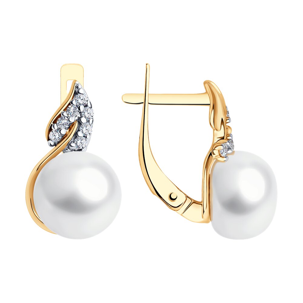 

Серьги из серебра SOKOLOV 92025291, фианит/жемчуг культивированный, 92025291