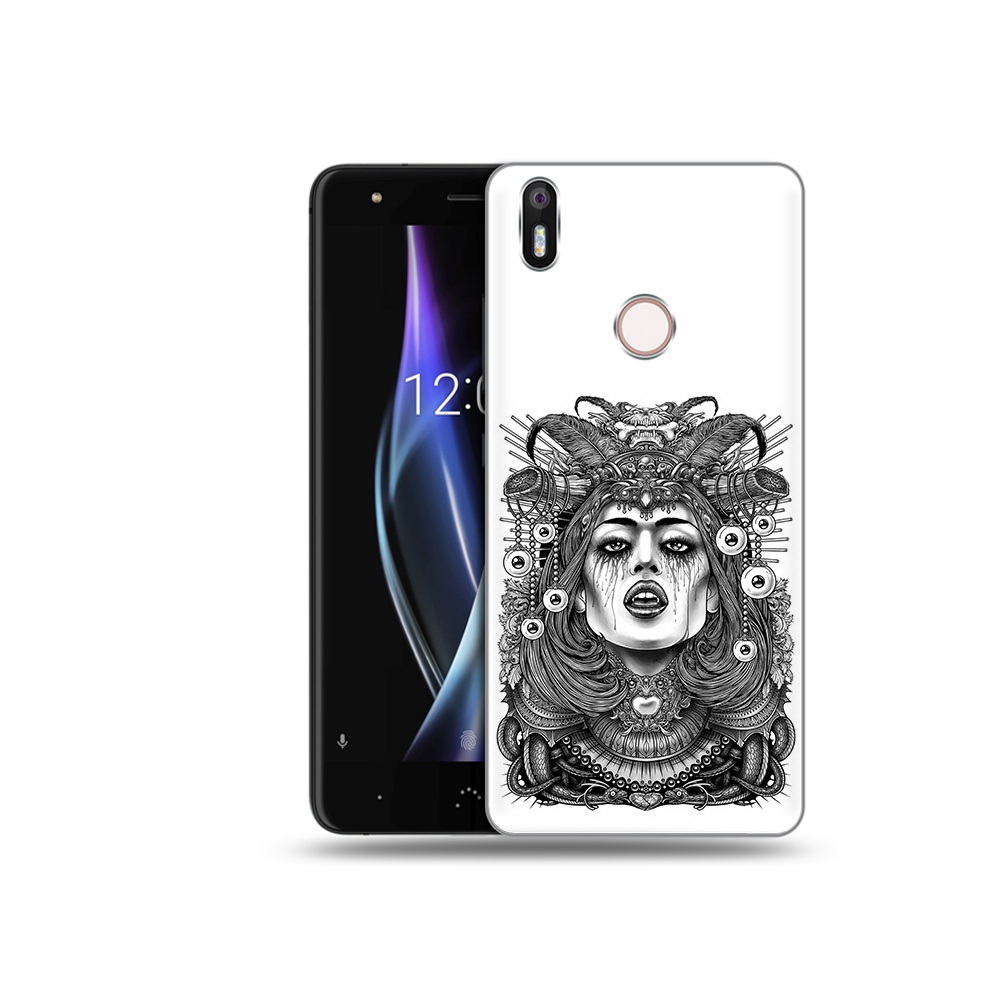 

Чехол MyPads Tocco для BQ Aquaris X портрет девушки черно белый, Прозрачный, Tocco
