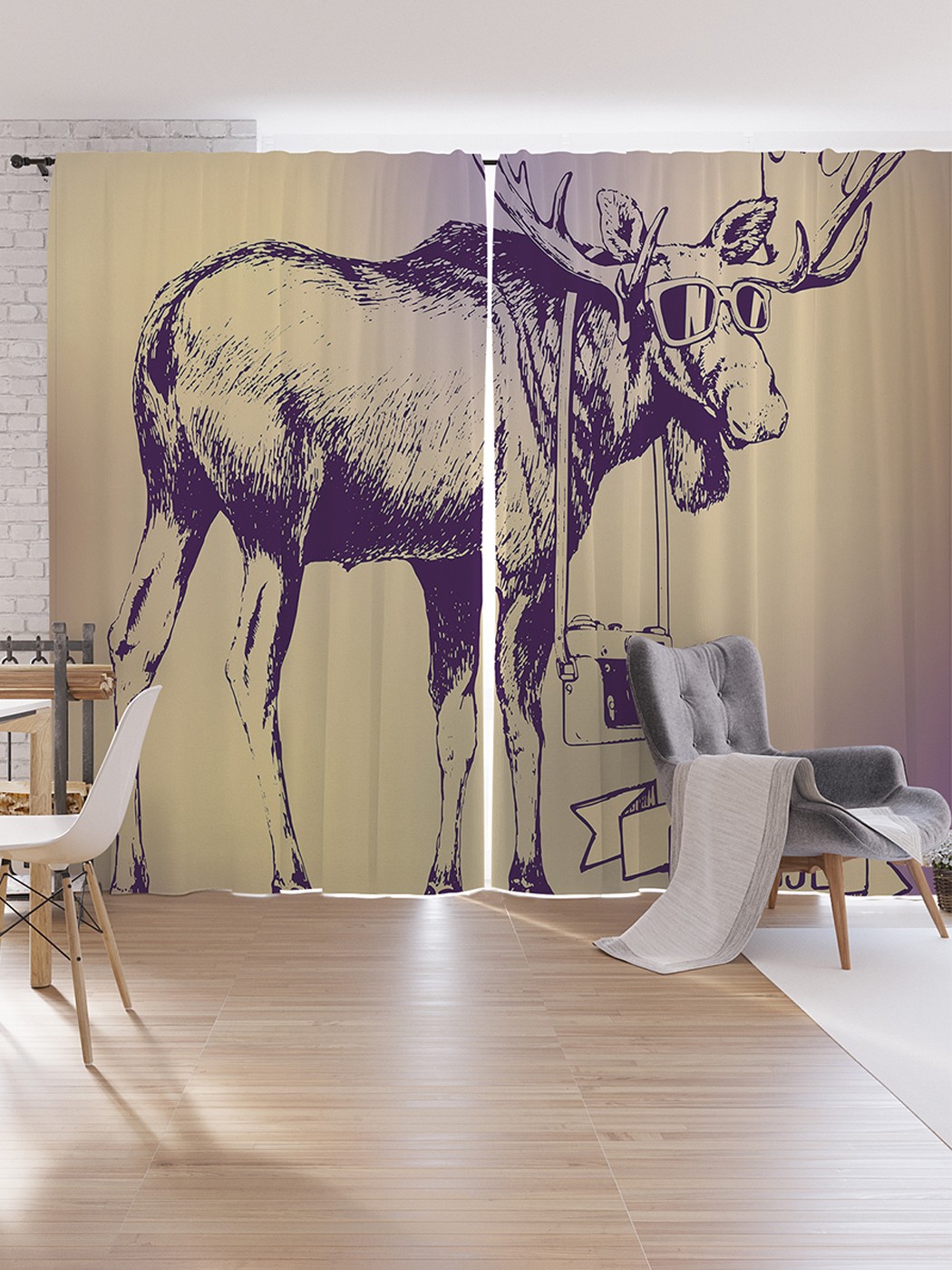 

Шторы под лён JoyArty "Лось с фотоаппаратом", серия Oxford DeLux, 340х265 см, Лось с фотоаппаратом