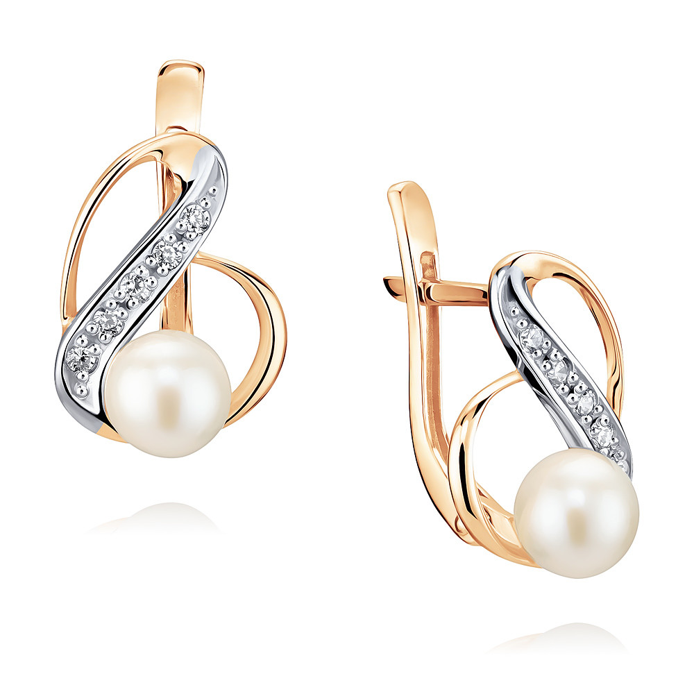 

Серьги из красного золота с жемчугом культивированным/фианитом ADAMAS 2410985-А500Д-727, 2410985-А500Д-727