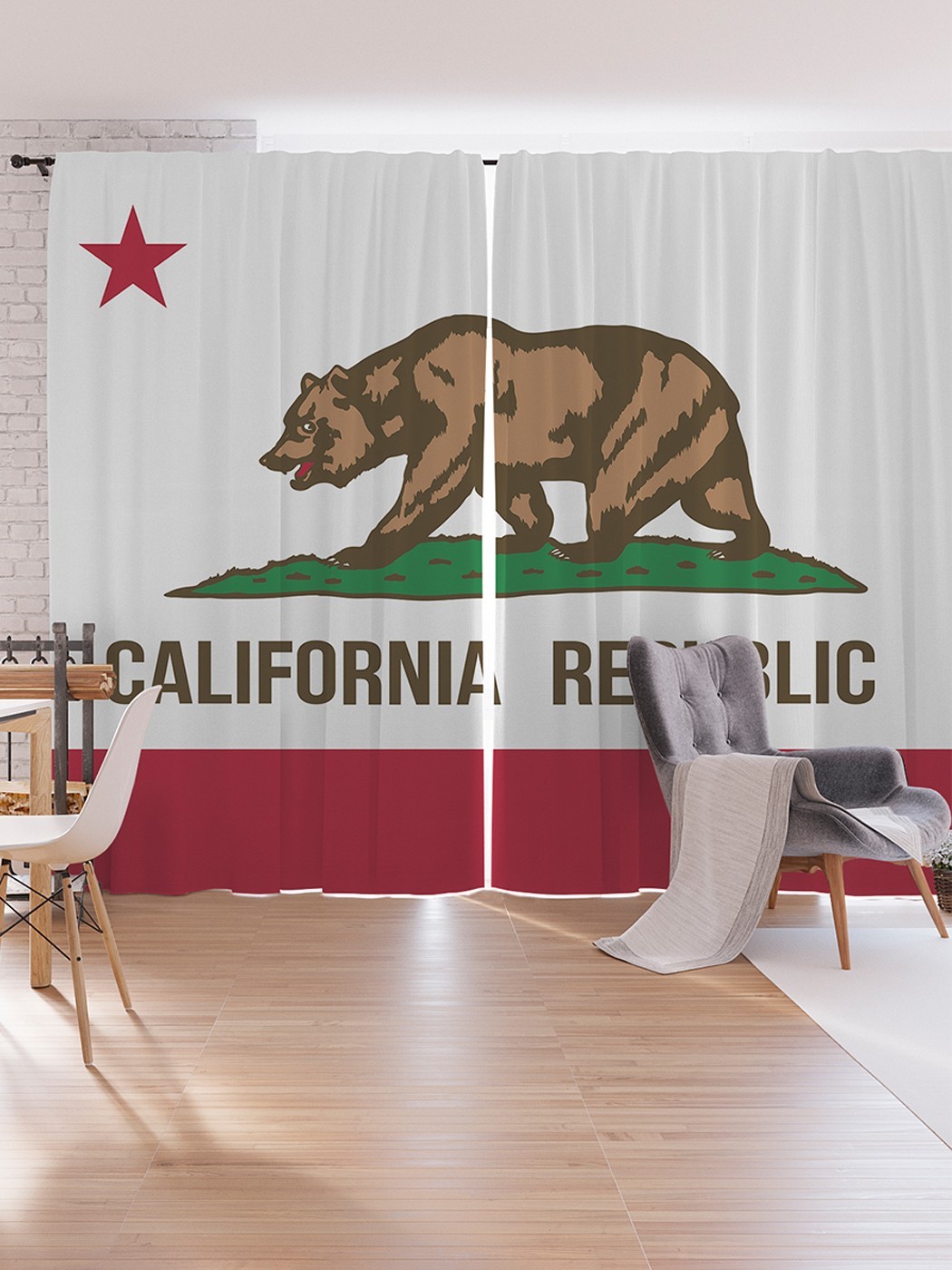 

Шторы под лён JoyArty "Флаг Калифорнии", серия Oxford DeLux, 340х265 см, Флаг Калифорнии