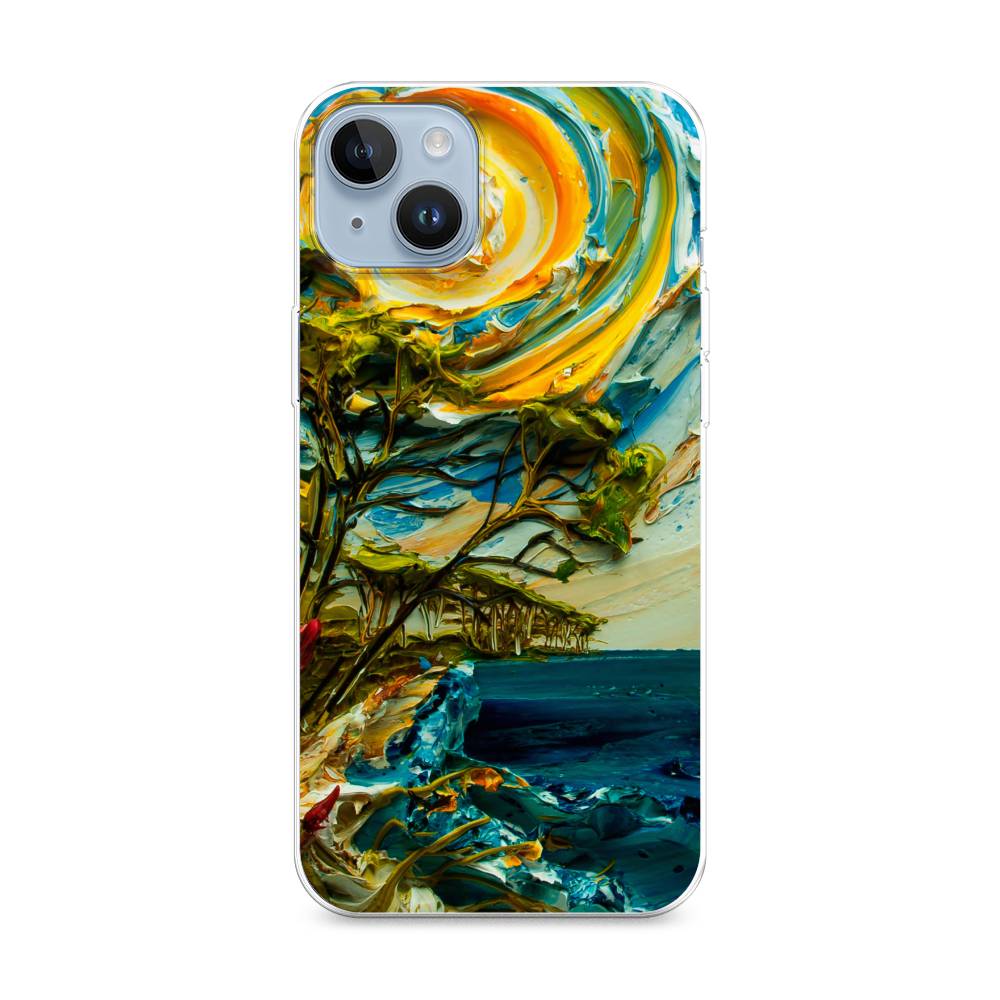 

Чехол на Apple iPhone 14 Plus "Солнце живопись", Желтый;синий, 15350-4