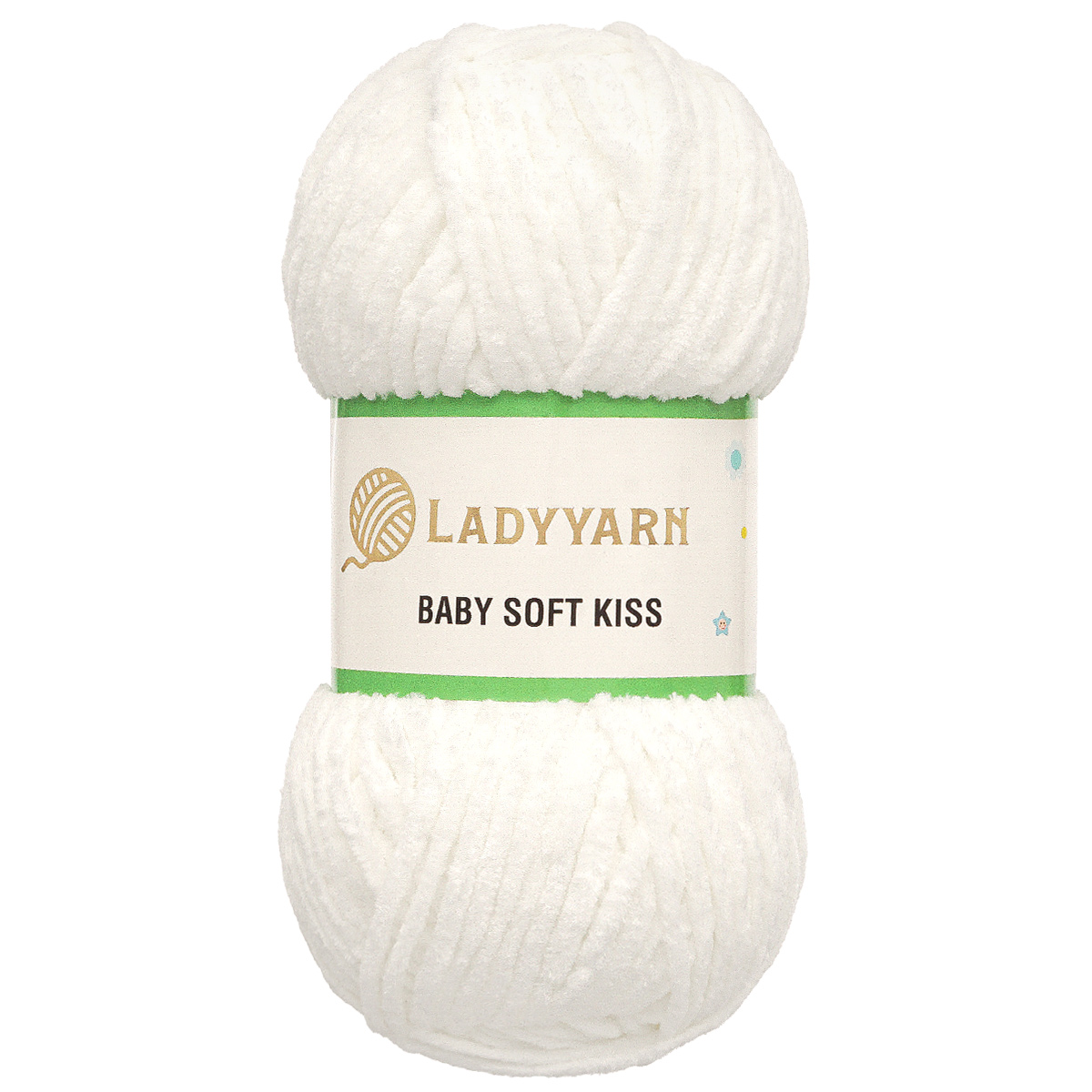 Пряжа плюшевая LadyYarn 'Baby Soft Kiss' 100г 100м, микрополиэстер (белый), 5 шт