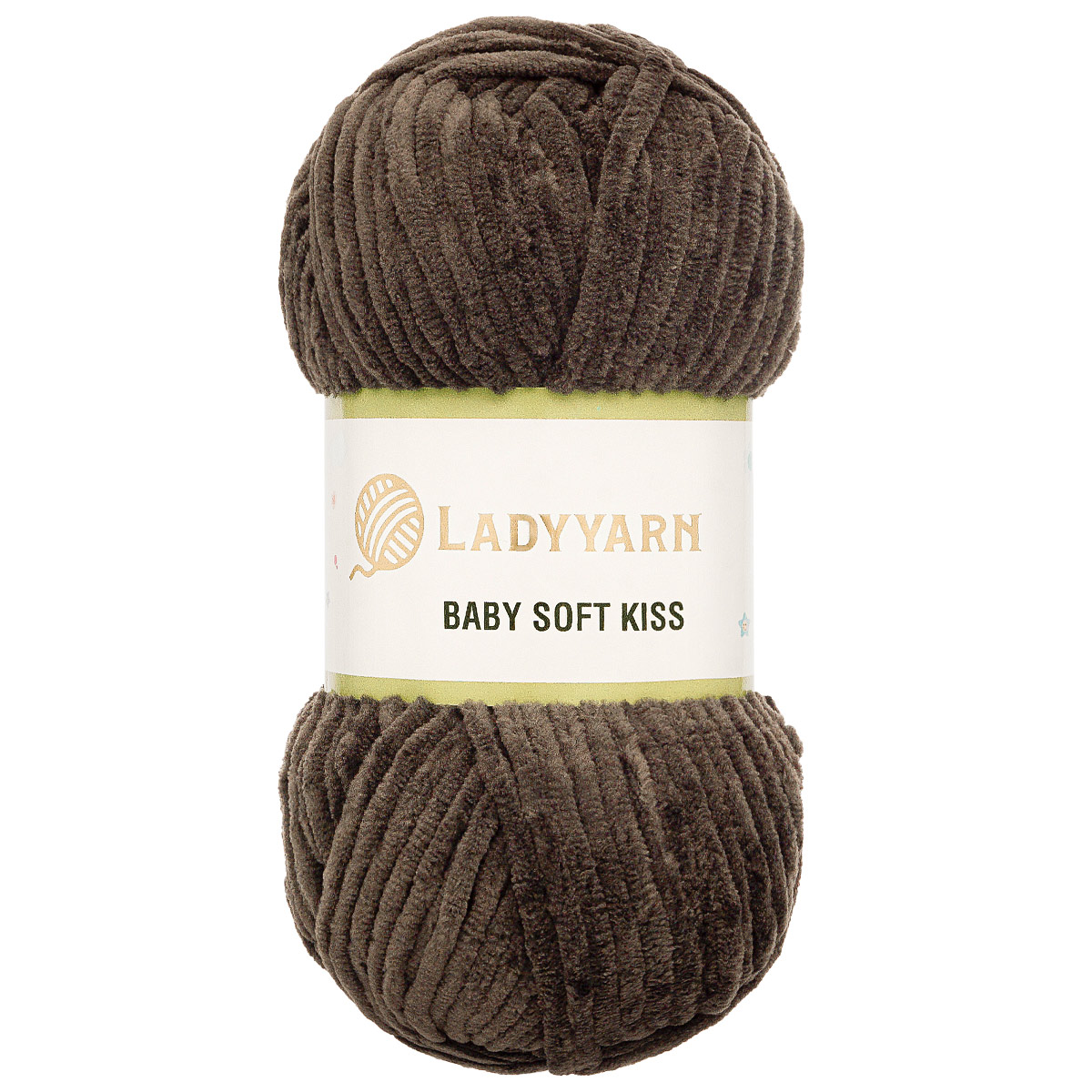 Пряжа плюшевая LadyYarn 'Baby Soft Kiss' 100г 100м, микрополиэстер (серо-коричневый), 5 шт