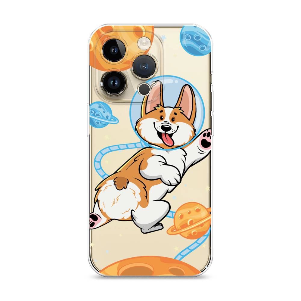 

Чехол на Apple iPhone 14 Pro "Корги-космонавт", Голубой;бежевый;белый, 15250-1