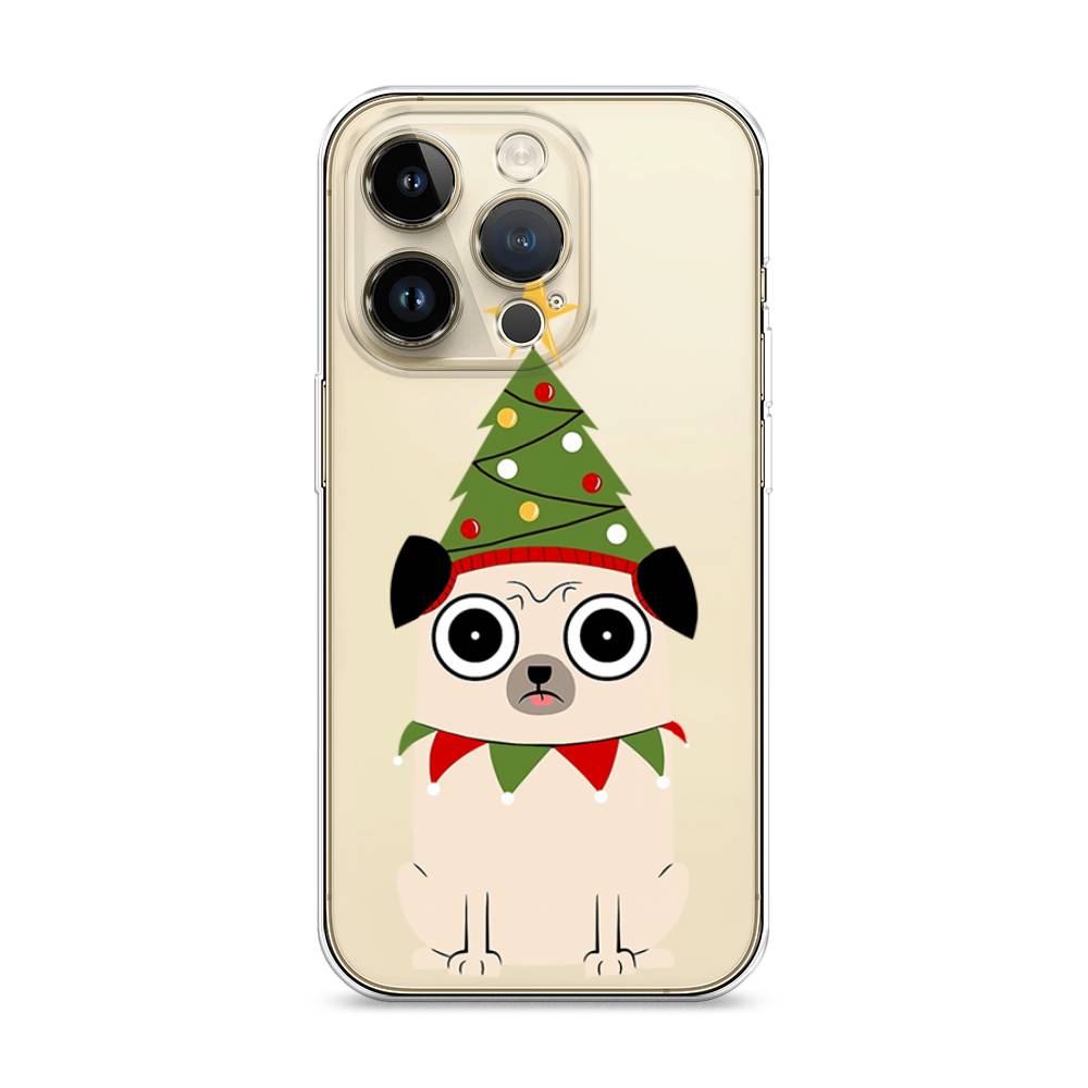 

Чехол для Apple iPhone 14 Pro "Собачка с ёлочкой", Бежевый;красный;зеленый, 15250-1