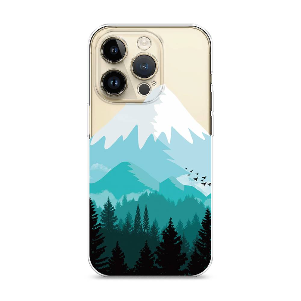 

Чехол на Apple iPhone 14 Pro "Синяя снежная гора", Белый;голубой, 15250-2
