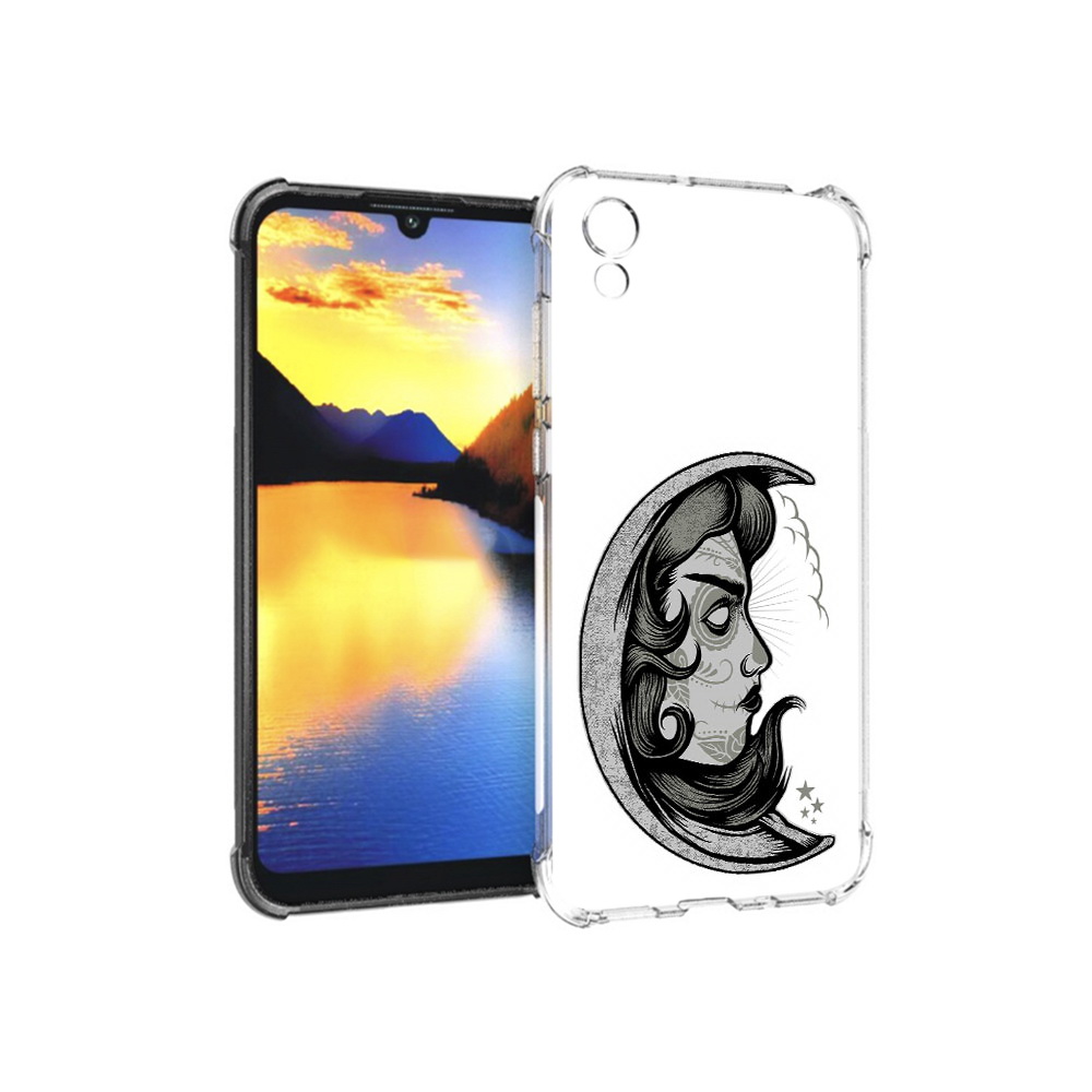 

Чехол MyPads Tocco для Huawei Y5 черно белая луна с лицом, Прозрачный, Tocco