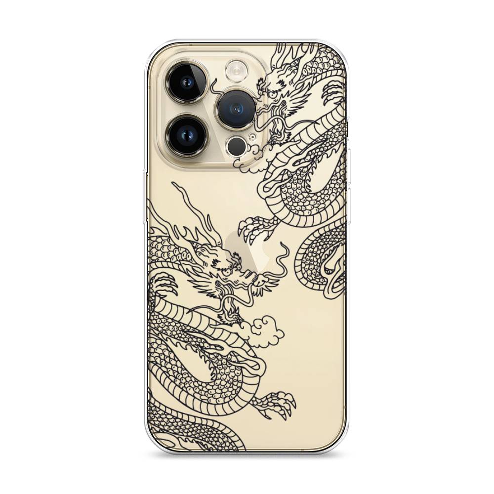 

Чехол на Apple iPhone 14 Pro "Два китайских дракона", Серый;черный, 15250-1