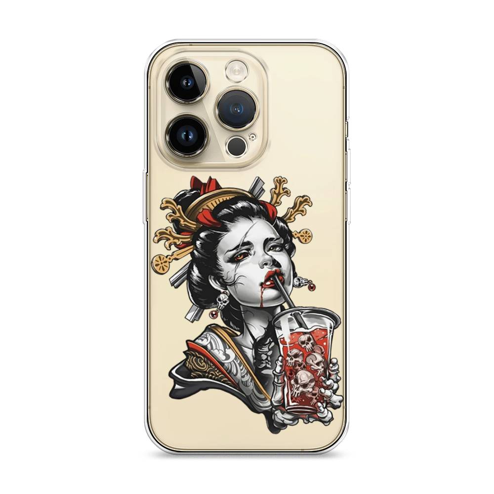 

Чехол для Apple iPhone 14 Pro "Опасная гейша", Красный;черный;серый, 15250-4