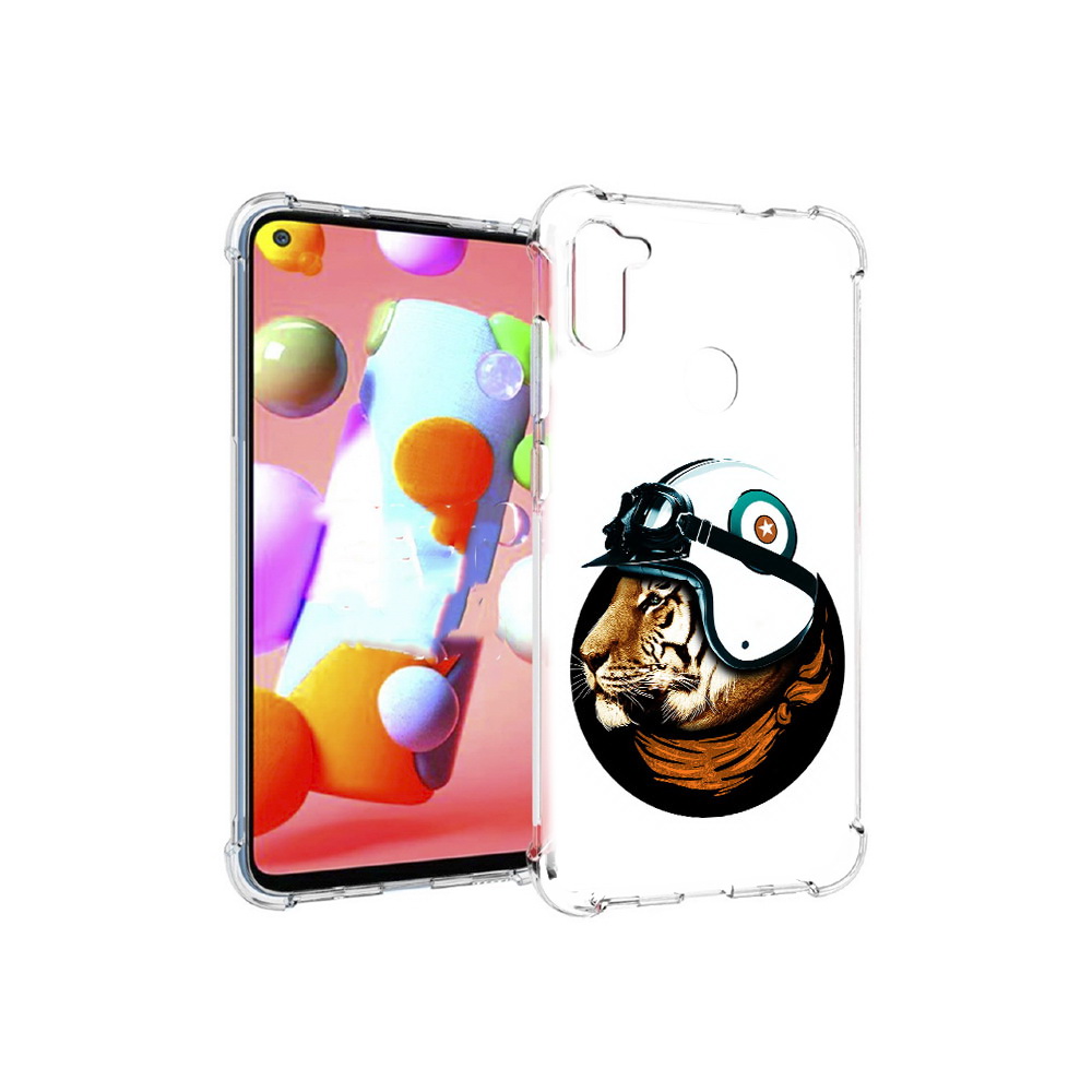 

Чехол MyPads Tocco для Samsung Galaxy M11 Тигр в шлеме (PT147121.487.171), Прозрачный, Tocco