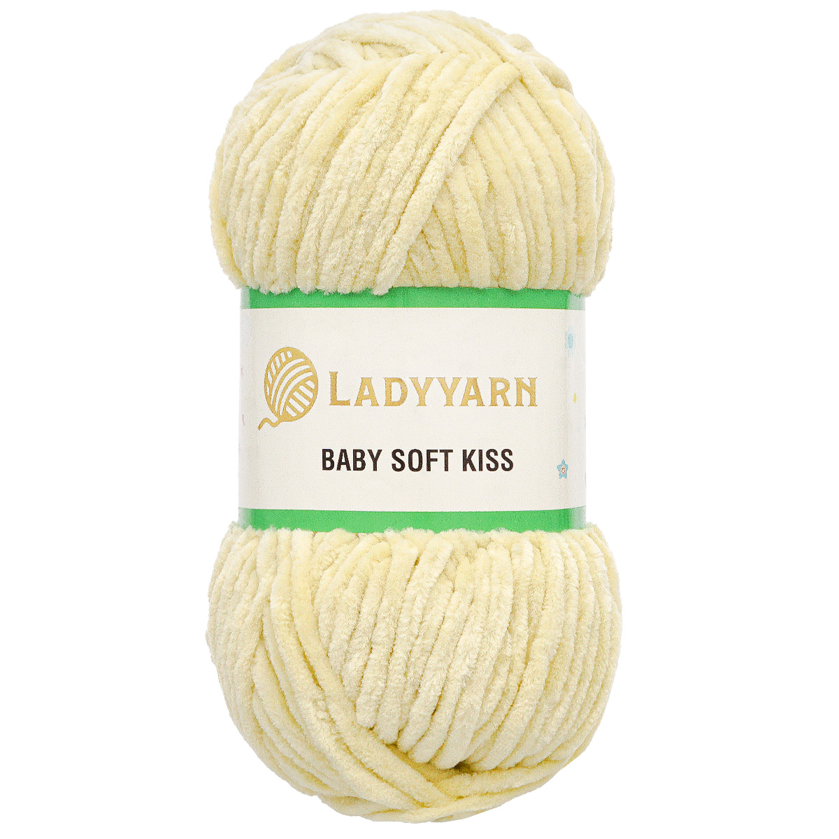 Пряжа плюшевая LadyYarn 'Baby Soft Kiss' 100г 100м, микрополиэстер (молочно-желтый), 5 шт