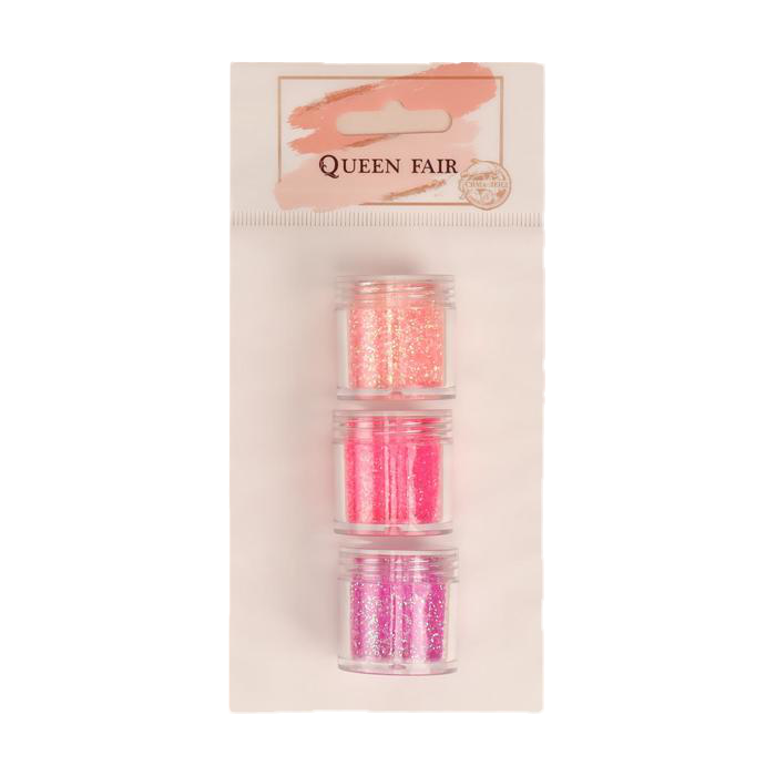 

Блёстки для декора «Pink glitter», крупные/мелкие, 3 баночки 6904837