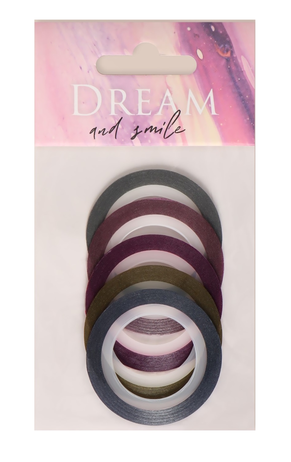 Ленты клеевые для декора «DREAM», с блёстками, 5 шт, 1 мм, разноцветные 6247943