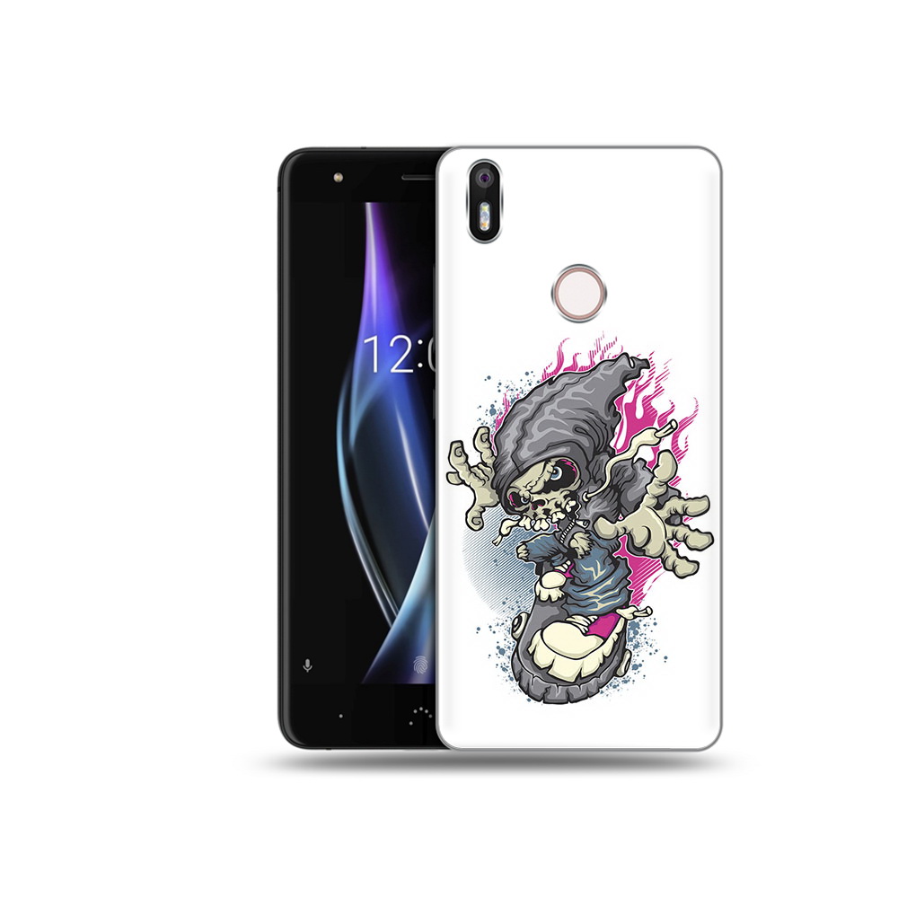 фото Чехол mypads tocco для bq aquaris x нарисованный скелет на скейт борде