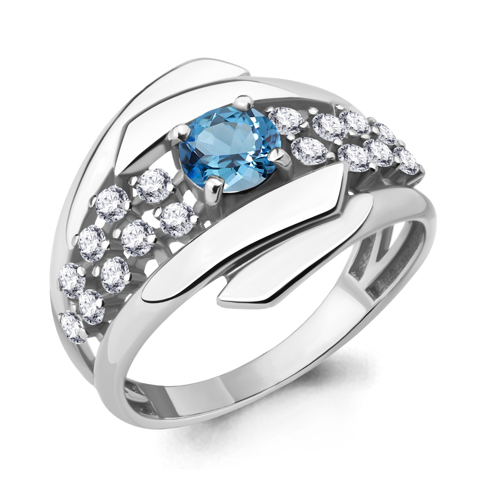 

Кольцо из серебра с топазом\фианитом Aquamarine Aquamarine 6583505А_925_р р, 6583505А_925_р
